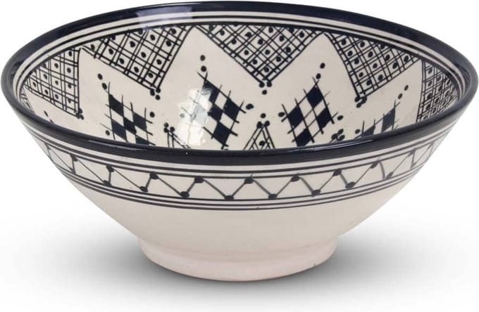 Safaary - Marokkaanse Kom Blauw-Wit Ø 24 x 10cm