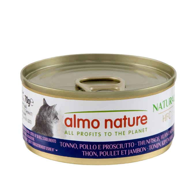 Almo Nature HFC Natural 6 x 70 g Tonijn, Kip en Ham