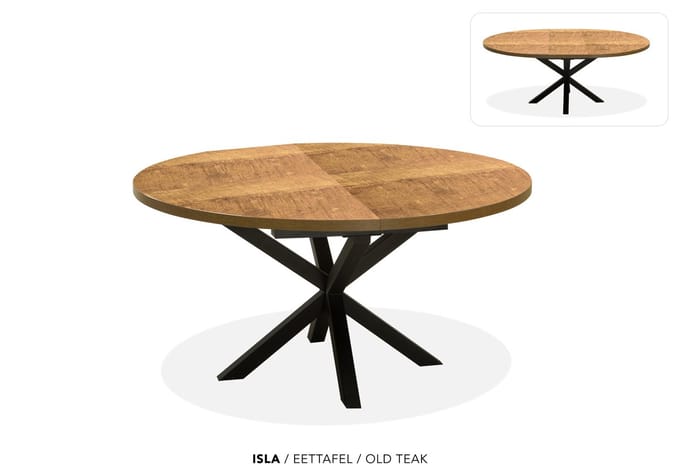 Maxfurn - Ronde uitschuiftafel 140/180 | Zeer krasvast | Kleur: Teak
