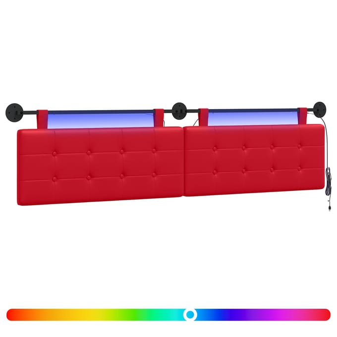 vidaXL - Hangend - hoofdbord - Met - LED-verlichting - Rood - Kunstleer
