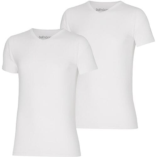 Apollo T-shirt Heren Bamboo Basic V-neck Wit 2-pack-XXL