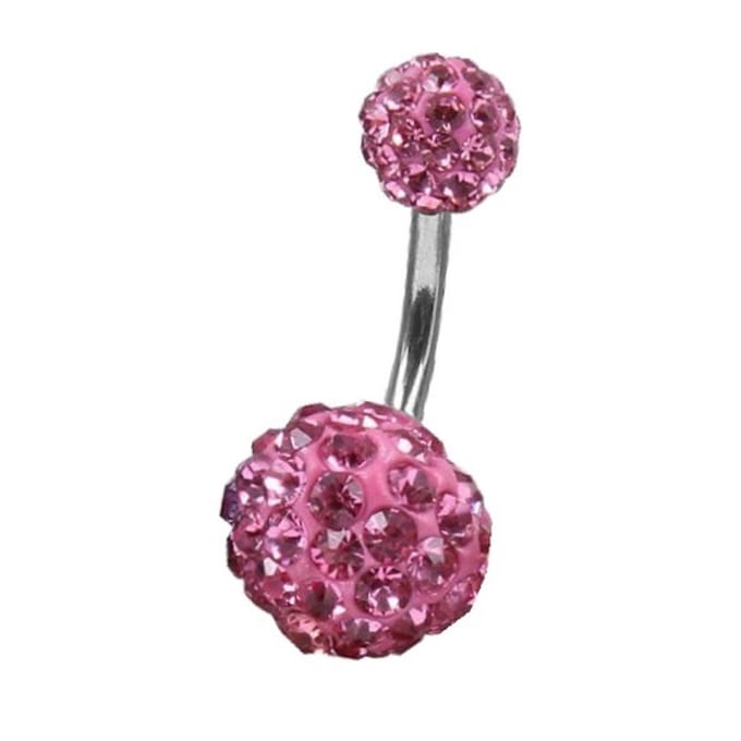 Fako Bijoux® - Navelpiercing - Disco Dots Duo - 8mm - Roze
