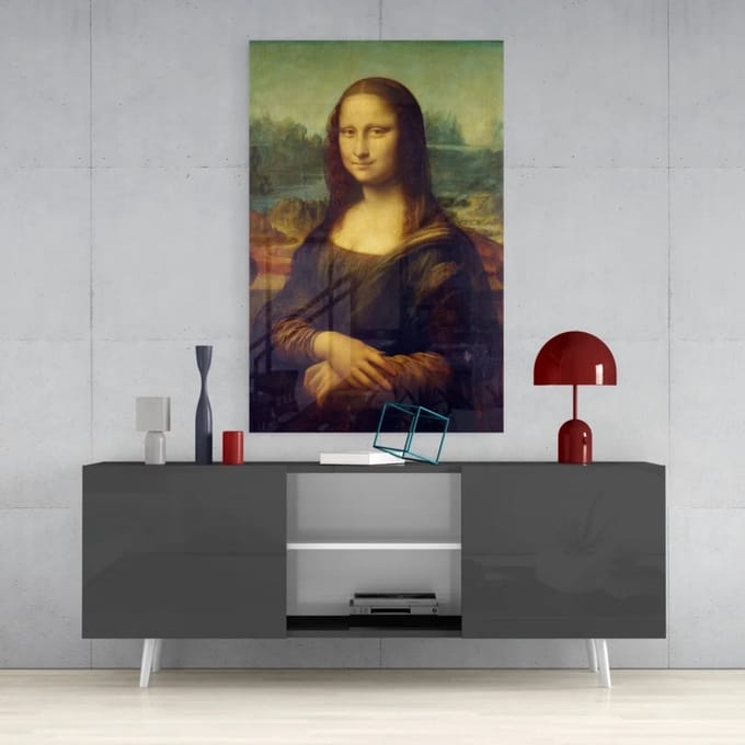 Glasschilderij - Leonardo Da Vinci - Mona Lisa - 72x46x0.4 cm