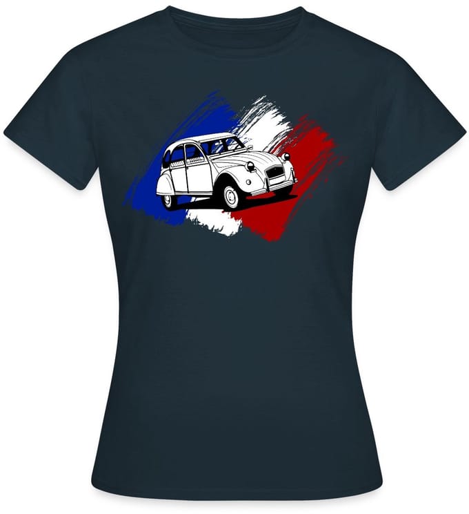 Citroën 2CV Model Franse Vlag T-Shirt Dames