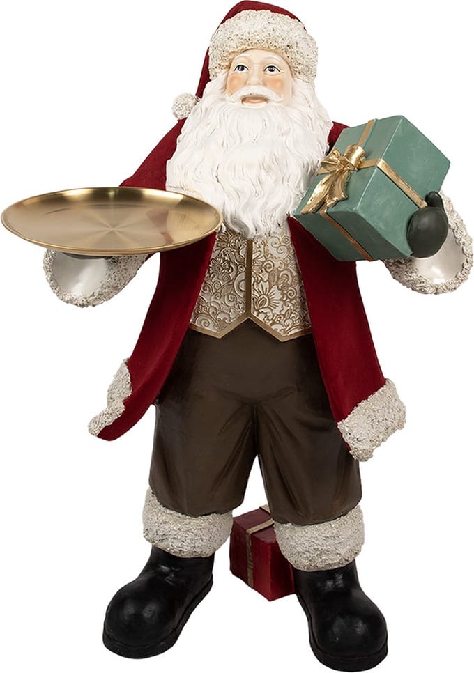 Clayre & Eef Kerstdecoratie Beeld Kerstman 56x50x91 cm Rood Kunststof