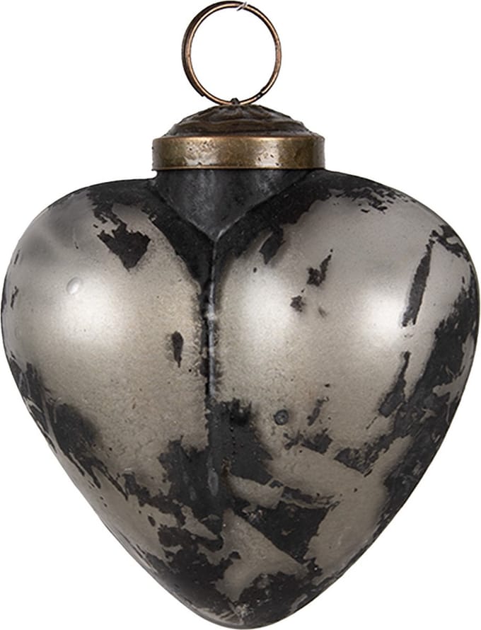 Clayre & Eef Kerstbal Overig Ø 8x4x8 cm Grijs Glas Kerstballen