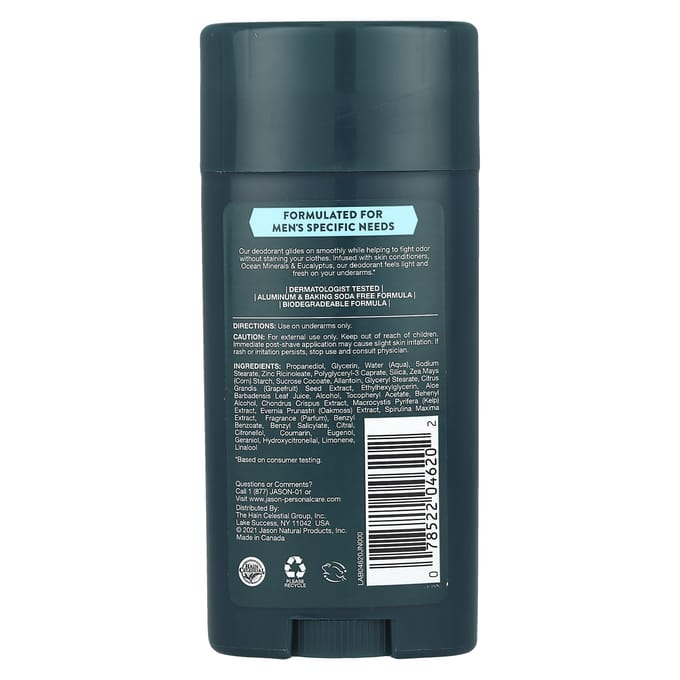 Herendeodorant, Aluminiumvrij, Marine Mineralen + Eucalyptus, 71G(2.5Oz) black