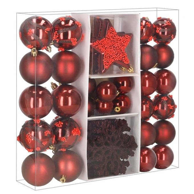 Springos Kerstballen | 40 Stuks | Rood | Onbreekbaar