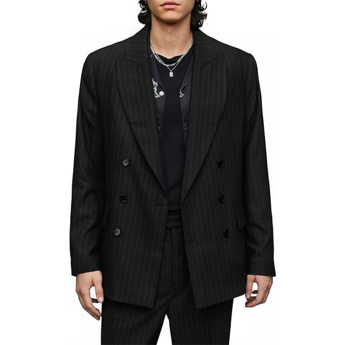 AllSaints Blues Blazer Pinstripe Blk Brwn Größe: 44 | Blazer Outlet | Herren | Blau