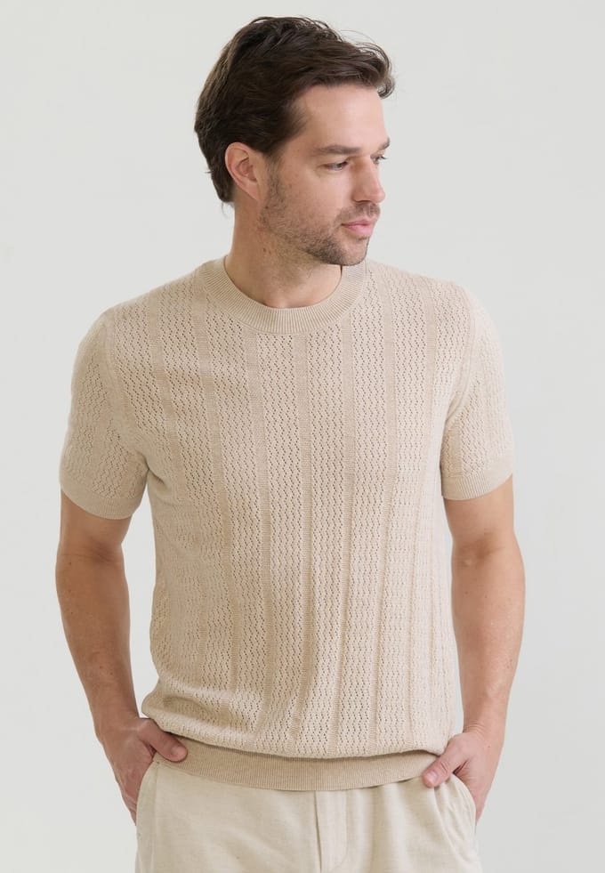 Felix Hardy Tshirt Korte Mouwen 100% Katoen Heren Beige - M