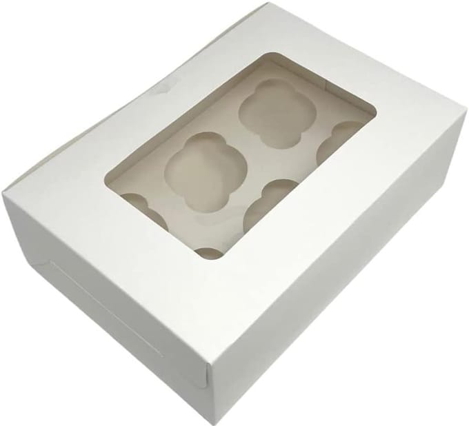 Decoraciondulce - 5 x white boxes for transporting cupcakes, muffins, cupcakes with 6 cupcakes