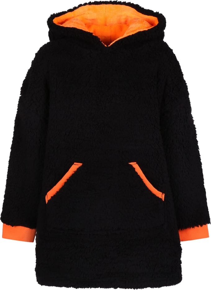 Zwart en oranje lang sweatshirt met capuchon / S-M