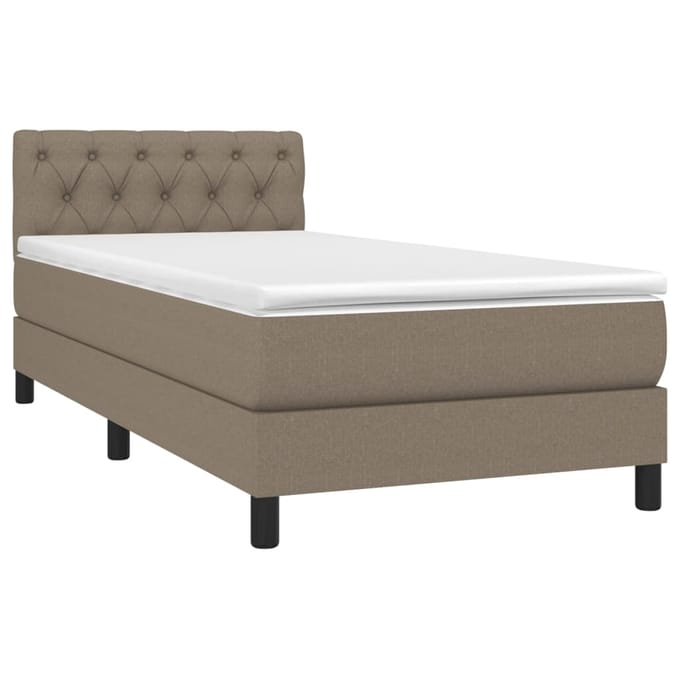 vidaXL - Boxspring - met - matras - en - LED - stof - taupe - 80x200 - cm