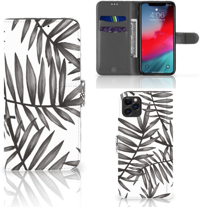Apple iPhone 11 Pro Max Hoesje Leaves Grey