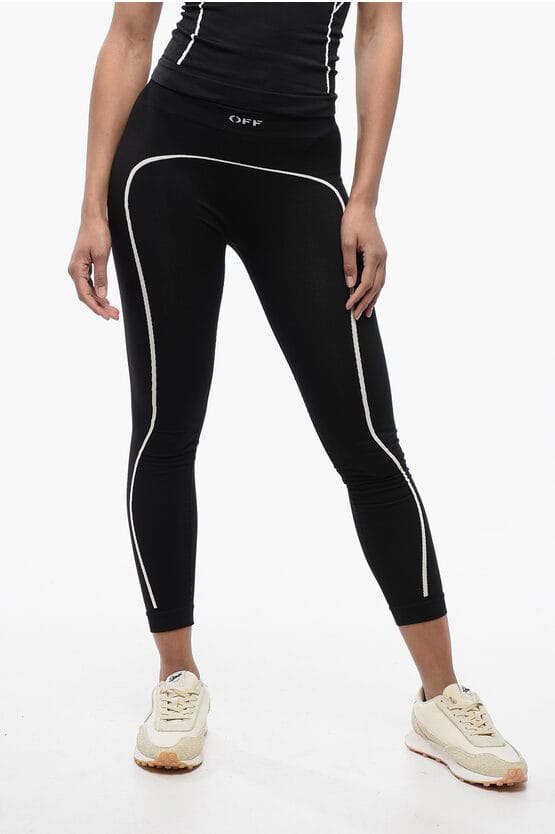 Naadloze legging van stretchnylon in zwart