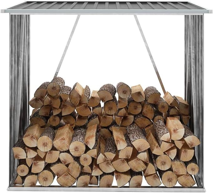Tuinschuur Staal - Buitenopslag Hout - Hout Opslaan - Schuin Dak Design - 163 x 83 cm - Antraciet