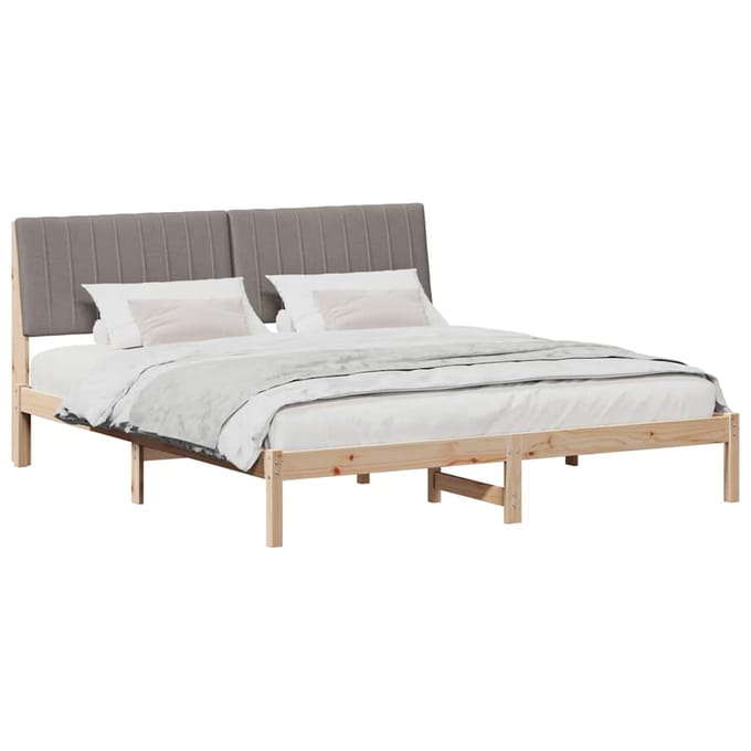 vidaXL - Bedframe - met - hoofdeinde - Bruin - 180 - x - 200 - cm - Massief - grenenhout