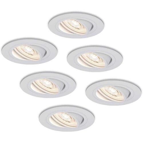 HOFTRONIC Set van 6 Pittsburg LED inbouwspots - 6W 570lm - GU10 LED Module - Extra plat - 4000K neutraal wit - Dimbaar - Kantelbaar - Binnen - Wit
