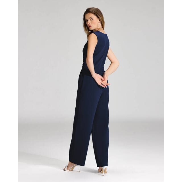 Jumpsuit met ronde hals en plooien