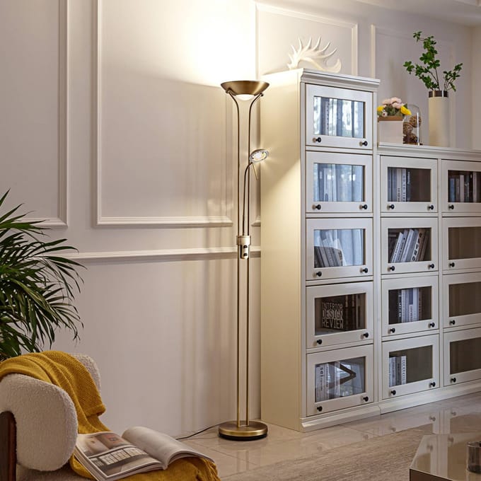 Lindby LED leeslampje Josefin, brons, leeslampje, dimbaar