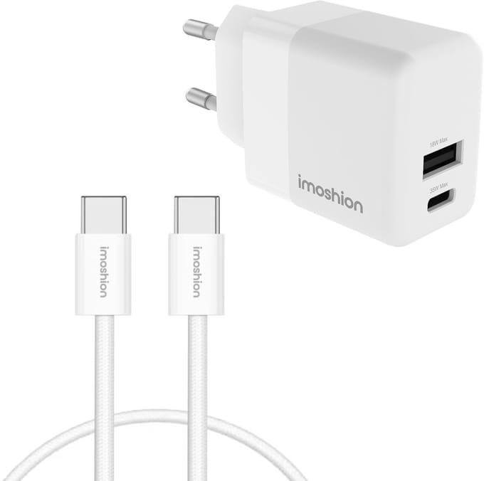 imoshion Oplader USB-C / USB-A 35W + USB-C naar USB-C Kabel 2 meter - Snellader
