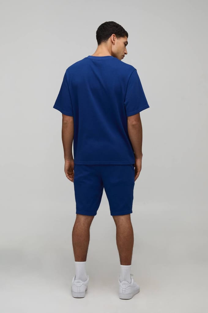 Slim Fit Waffle Shorts | Navy | Size Medium