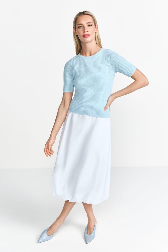 Rich & Royal Structured Towelling Short Sleeve Clear Sky Taglia: S | Maglioni a maglia Outlet | Donna