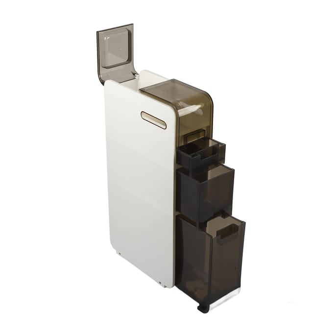 Waterbestendig wit hoekkastje voor de badkamer, grote opbergruimte. white