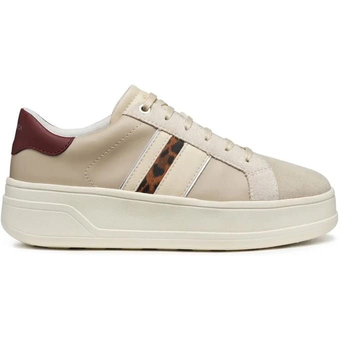 GEOX SPHERICA ECUB-2 DAMES Sneakers - BEIGE/DONKERROOD - Maat 41