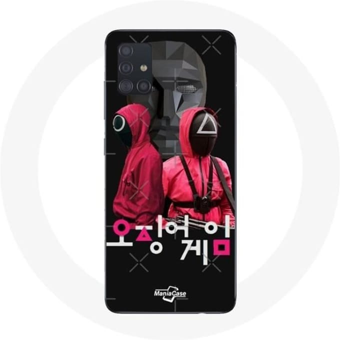 Coque pour samsung galaxy A71 Squid Game Affiche masques soldats logo coréen