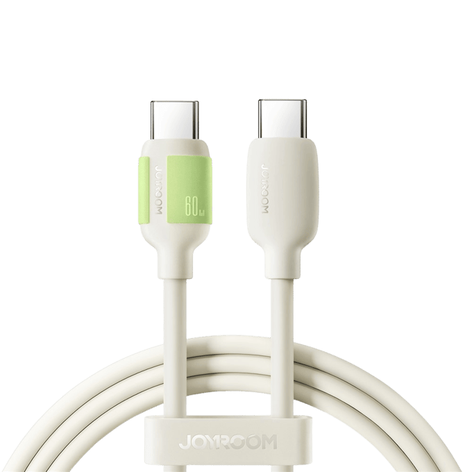 Joyroom 60W USB-C Zacht Gewoven Oplaadkabel Beige 2m