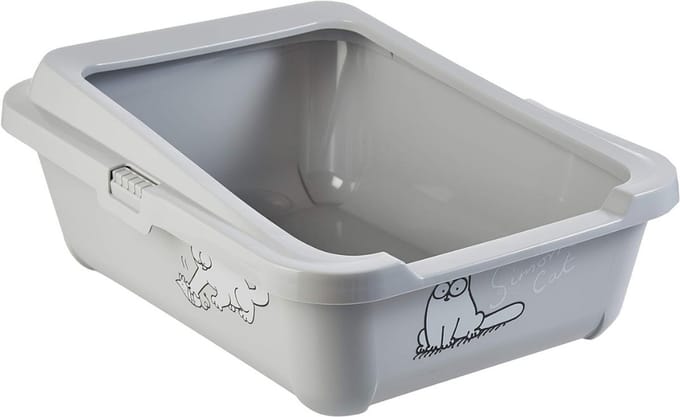 Core® Open Kattenbak - Kattenbak met Rand - Kattentoilet Met Schepje - Grijs - 43cm x 32cm x 16cm
