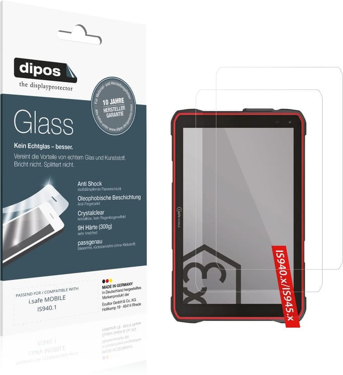 dipos – 2x Pantserfolie geschikt voor i.safe MOBILE IS940.1 | 9H Screenprotector