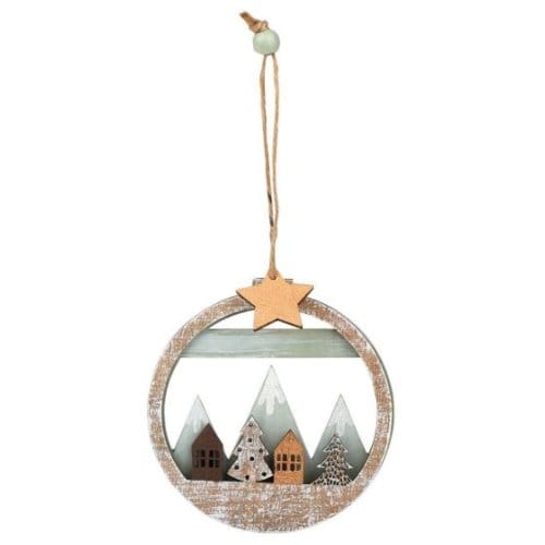 Kerst hanger winterlandschap hout assorti