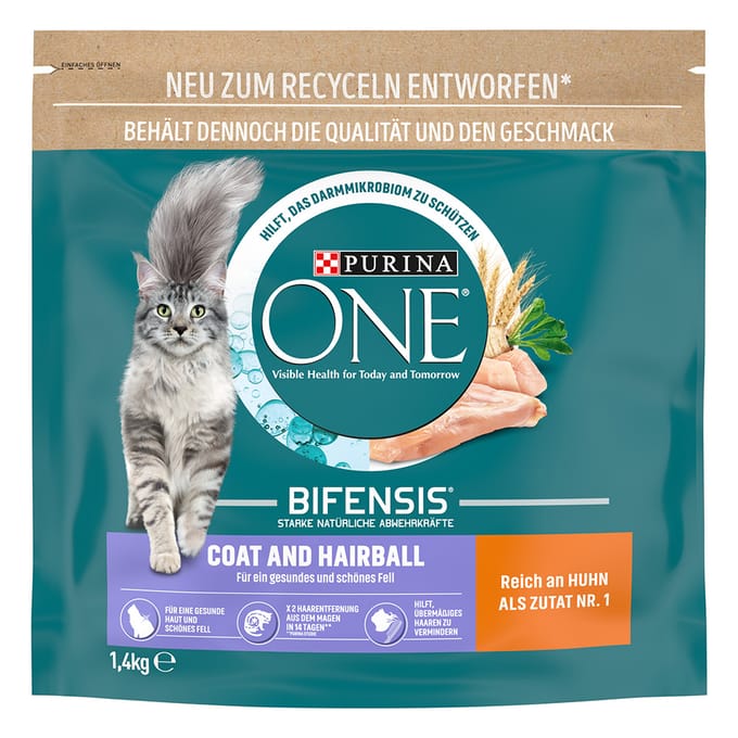 3x1,4kg Vacht & Haarbal Purina ONE Kattenvoer