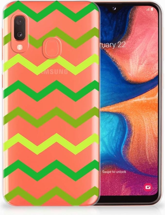 Samsung Galaxy A20e TPU bumper Zigzag Groen