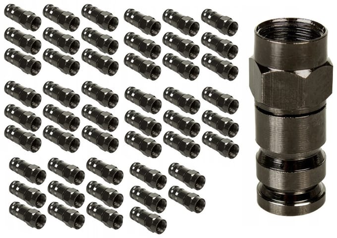 Maclean - F-connector -50 stuks RG-6, professioneel, zwart, MCTV-916