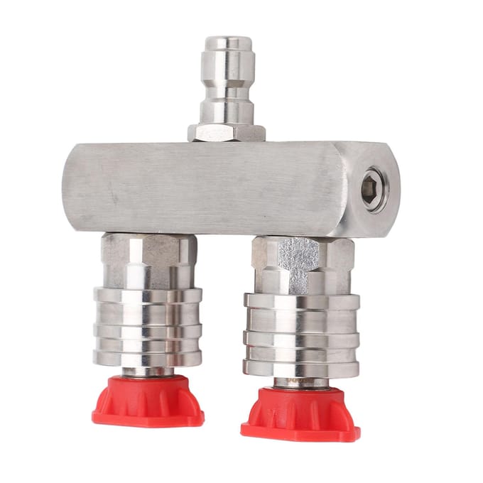Dubbele Hogedrukreiniger Nozzle RVS met 1/4 Snelkoppeling 2 Kleuren Nozzle 2 in 1 Druk gray