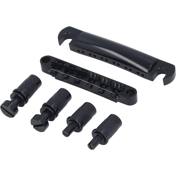Chevalet à sillet 12 cordes et cordier avec plots Métal Ensemble de cordier de guitare Remplacement pour LP black