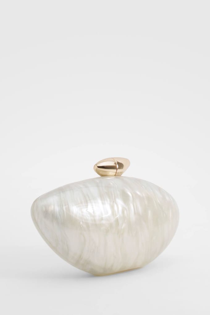 boohoo Dames Marbled Acrylic Clutch Bag | Gold