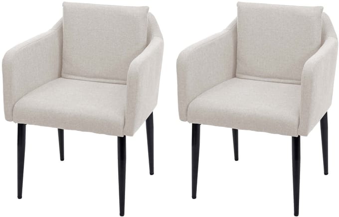 Set van 2 eetkamerstoelen MCW-H93, keukenstoel fauteuil stoel ~ stof/textiel crème-beige