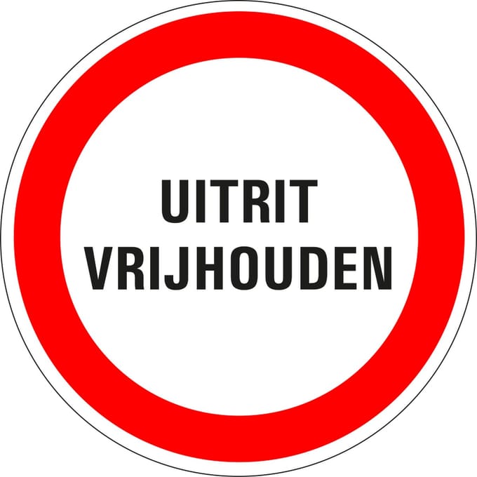 Uitrit vrijhouden sticker 100 mm