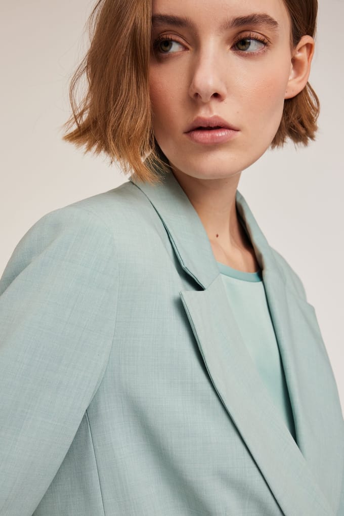 Motivi Polyviscose Double-breasted Jacket Water Green Größe: 40 | Blazer Outlet | Damen | Grün