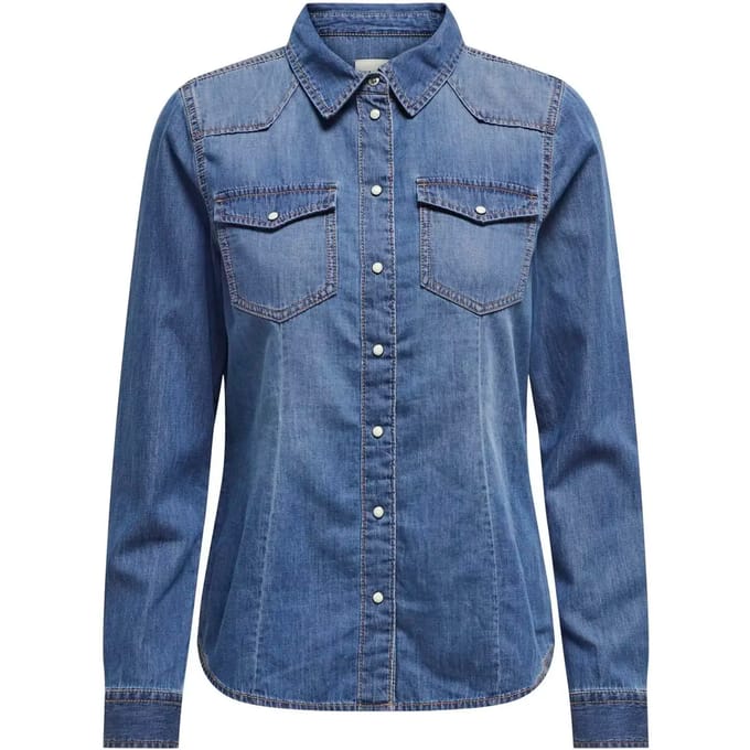 Jeansblouse met borstzakken, model 'ALEXA'