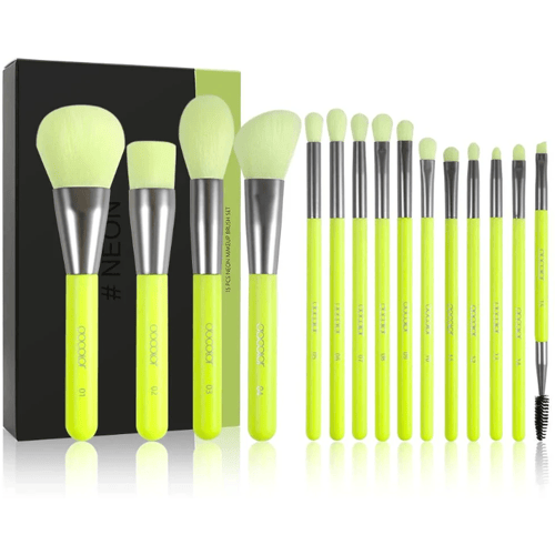 docolor neongroen - 15-delig set van synthetische kwasten -