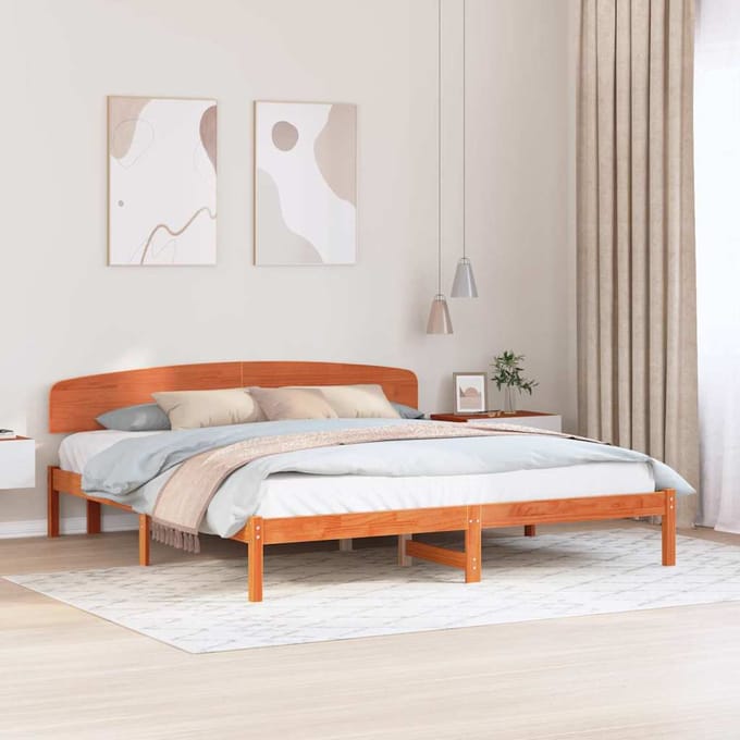 vidaXL - Bedframe - Wasbruin - 200 - x - 200 - cm - Massief - grenenhout