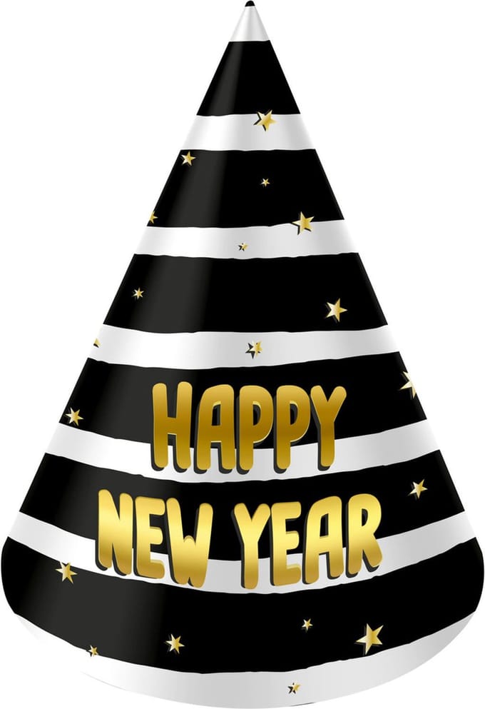 Folat - Feesthoedjes - BlackGold HNY - 10 cm - 6 stuks
