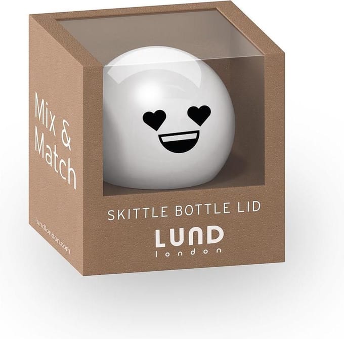 Lund - Skittle Drinkfles Dop Smiley Hartjes - Roestvast Staal - Wit