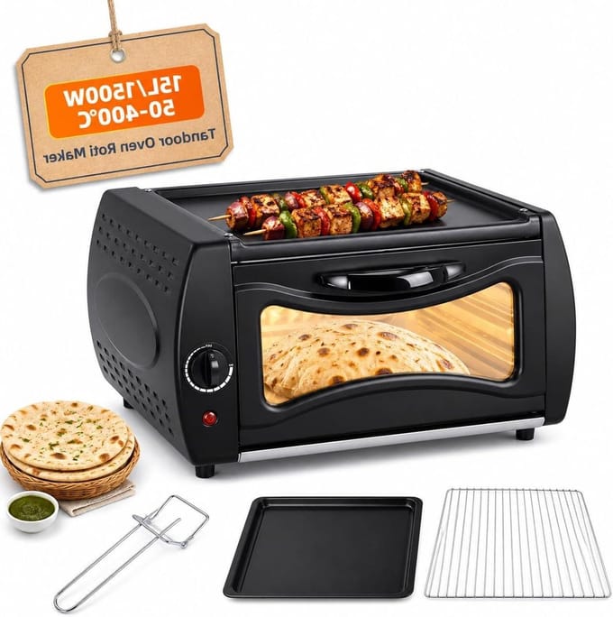 Elektrische Oven - Brood Maker - Flatbread Bakken - Snelle Verwarming - 15L Capaciteit - Zilver