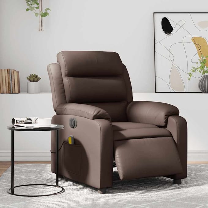 vidaXL - Massagestoel - verstelbaar - elektrisch - kunstleer - bruin